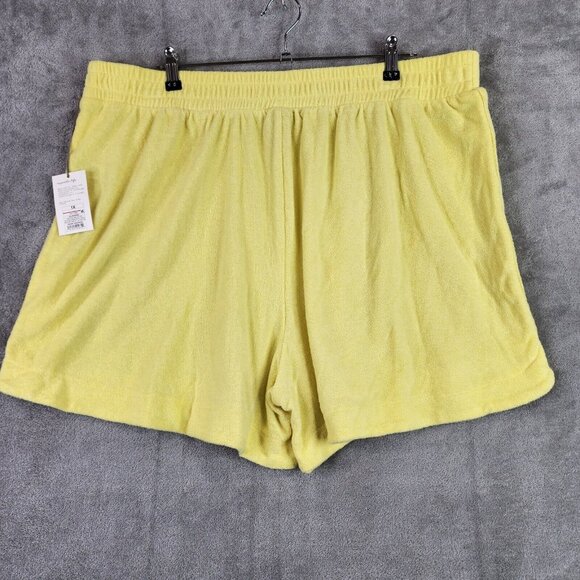 Womens A New Day Yellow French Terry Shorts Pull on 3" Inseam Plus Size 1X - Picture 2 of 8
